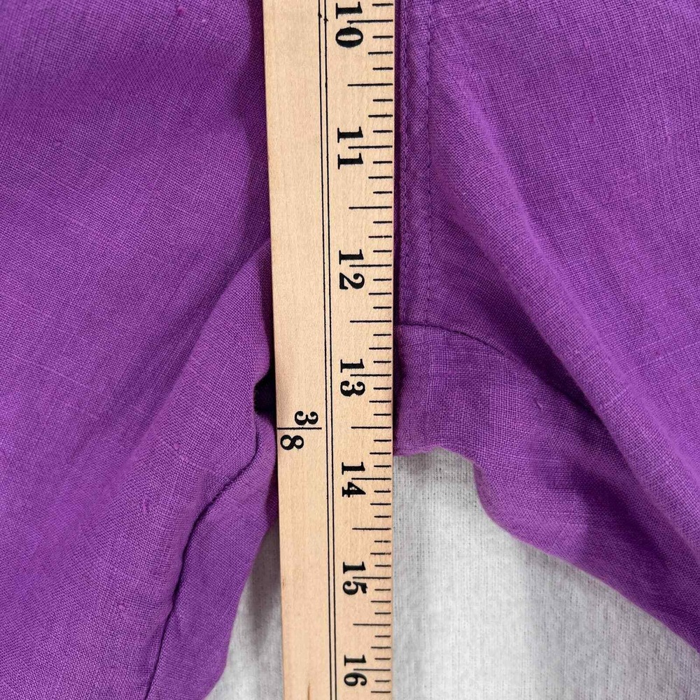 Enza Costa Pants Women Large Purple Linen Wide Leg High Rise Pocket Casual - Picture 15 of 16